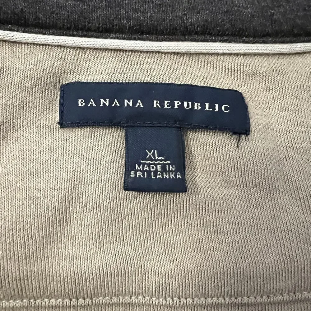 Banana Republic Sweater‎ Mens XL Brown Quarter Zip Pullover Cotton Knit Y2K 2008